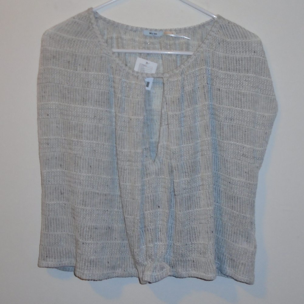 UO Kimchi Blue Gray & White Mesh Sweater Crop Top